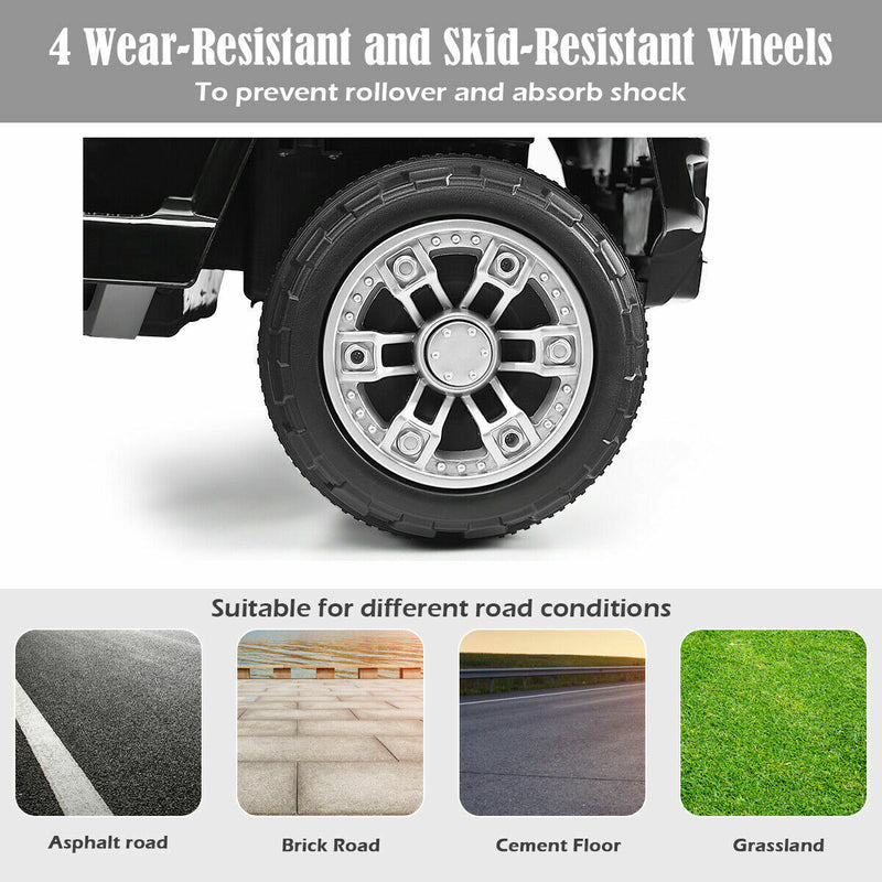 12V RC Remote Control Black Truck Car for Kids - Electric Ride-On Fun!