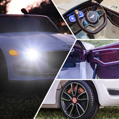 12V Remote Control Bentley Style Electric Ride-On Car with LED Lights for Kids