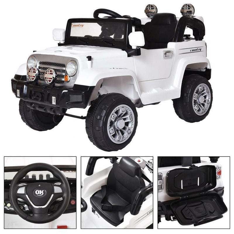 12V Remote Control Electric Truck Car for Kids - White