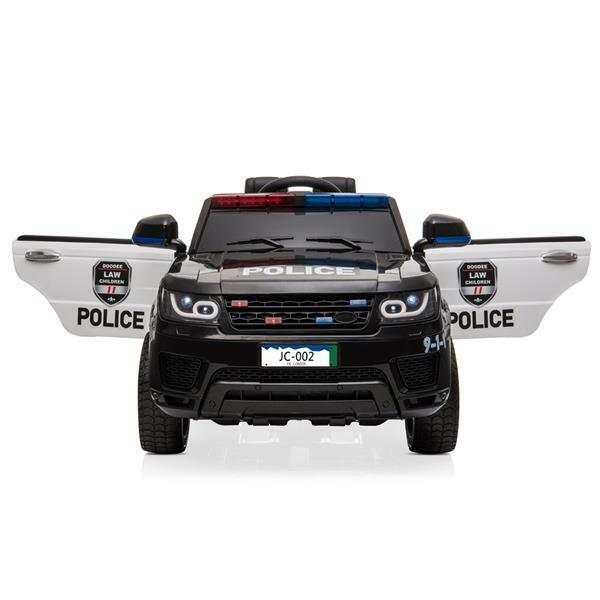 12V Remote Control Police SUV Ride-On Car with LED Lights, Music, and Horn for Kids