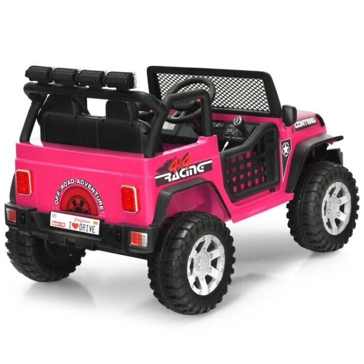 12V Remote Control Ride-On Truck with LED Lights, Music, and Double Doors - 2 Seater