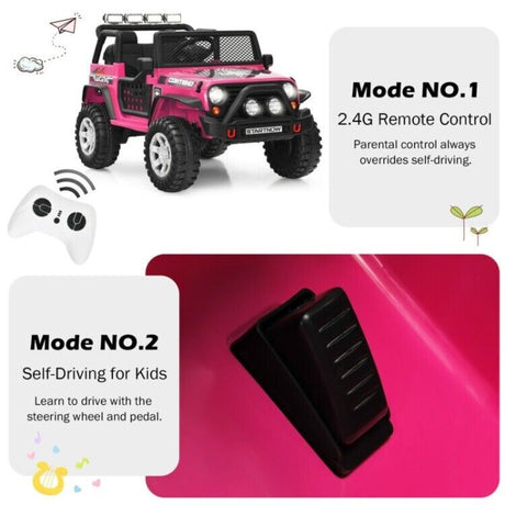 12V Remote Control Ride-On Truck with LED Lights, Music, and Double Doors - 2 Seater