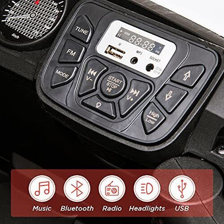 12V Ride On Car Truck Toy with LED Lights, Music, and Seat Belt - Perfect Xmas Gift for Kids with Remote Control
