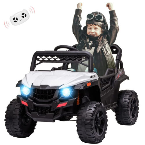 12V Ride-On Car Truck Toy with Remote Control, LED Lights, USB & AUX Ports, and Music Player