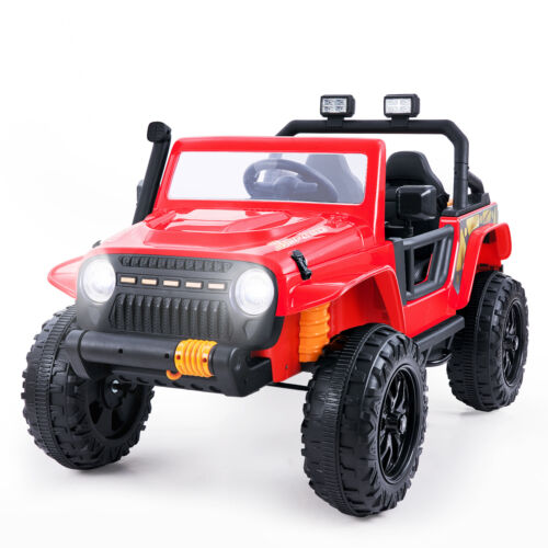 KLOKICK 12V 2-Seater Ride On Truck with LED Lights and 3 Speeds for Parent-Child Fun