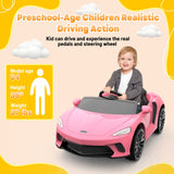 12V Sports Car for Kids with 2 Speeds, Parental Control, Sound Effects, and LED Lights