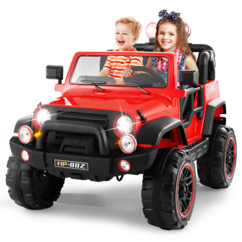 12V Red Kids Ride-On Truck with MP3, LED Lights, RC Control, and Cover