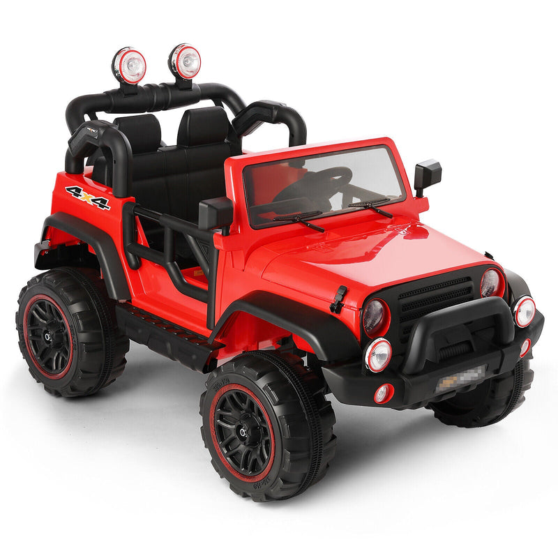12V Red Kids Ride-On Truck with MP3, LED Lights, RC Control, and Cover