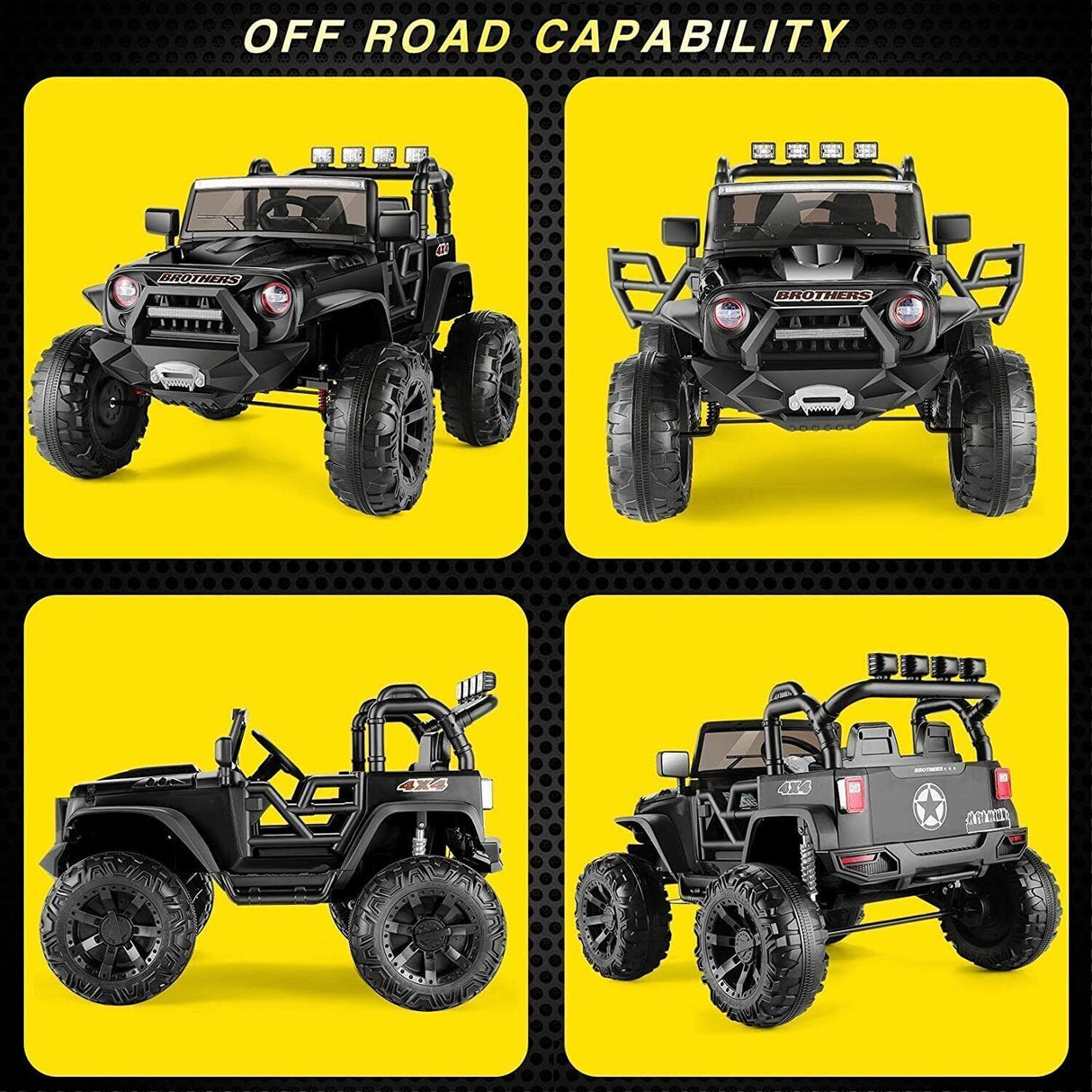 Adventure-Ready 24V&12V Kids Electric Jeep with Remote Control, 3 Speeds, and LED Lights