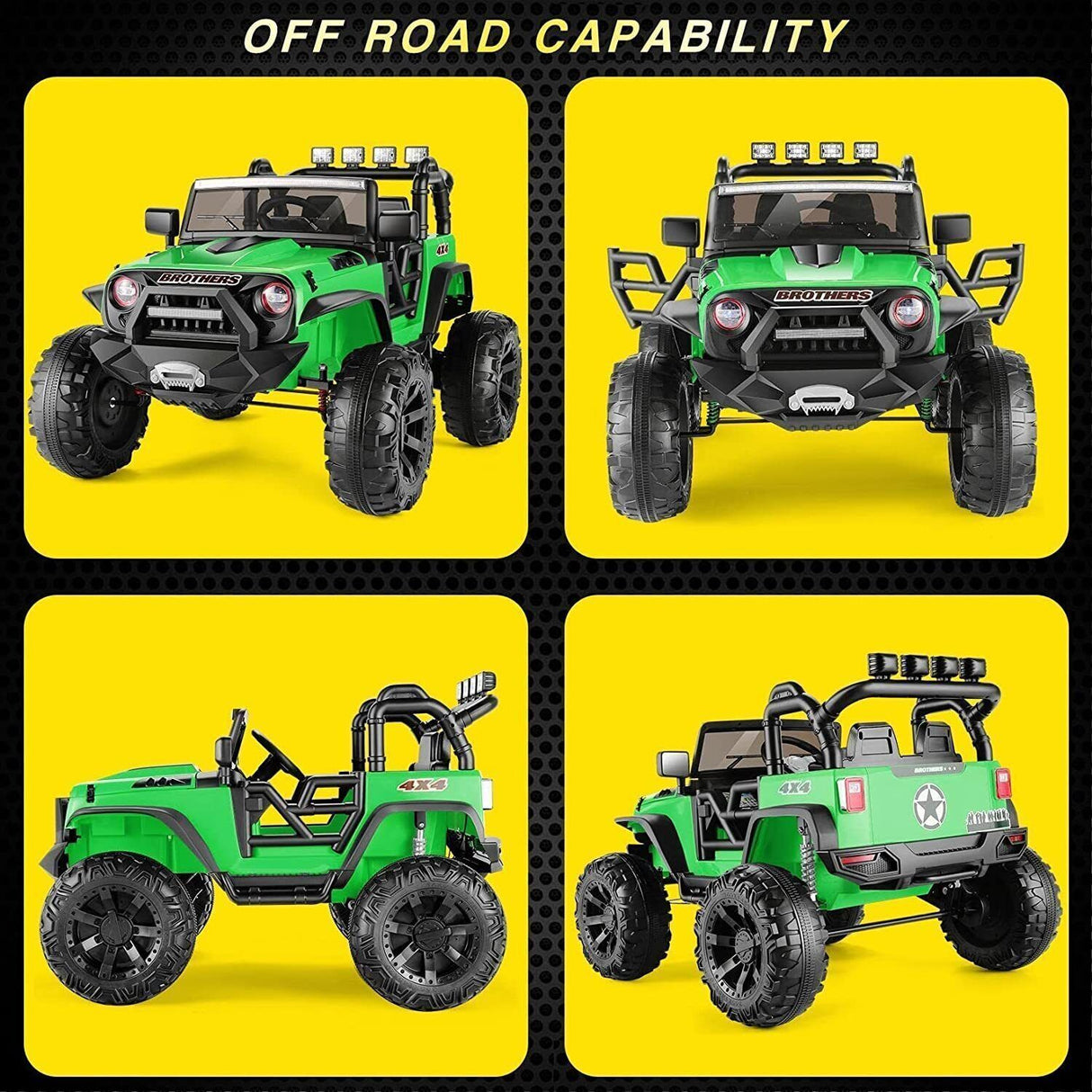 Adventure-Ready 24V&12V Kids Electric Jeep with Remote Control, 3 Speeds, and LED Lights
