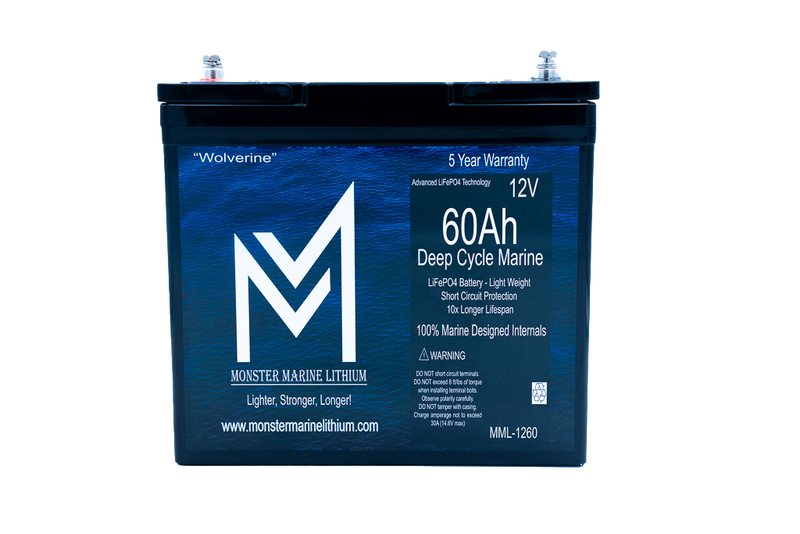 12v 60Ah Deep Cycle Lithium Marine Battery "Wolverine" - MML-1260