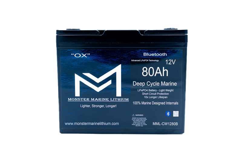 12v 80Ah Bluetooth Deep Cycle Lithium Marine Battery