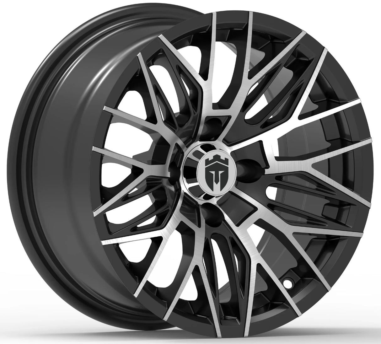 Empire® 14" Diablo D3B Gloss Black & Machined Face Golf Cart Wheel