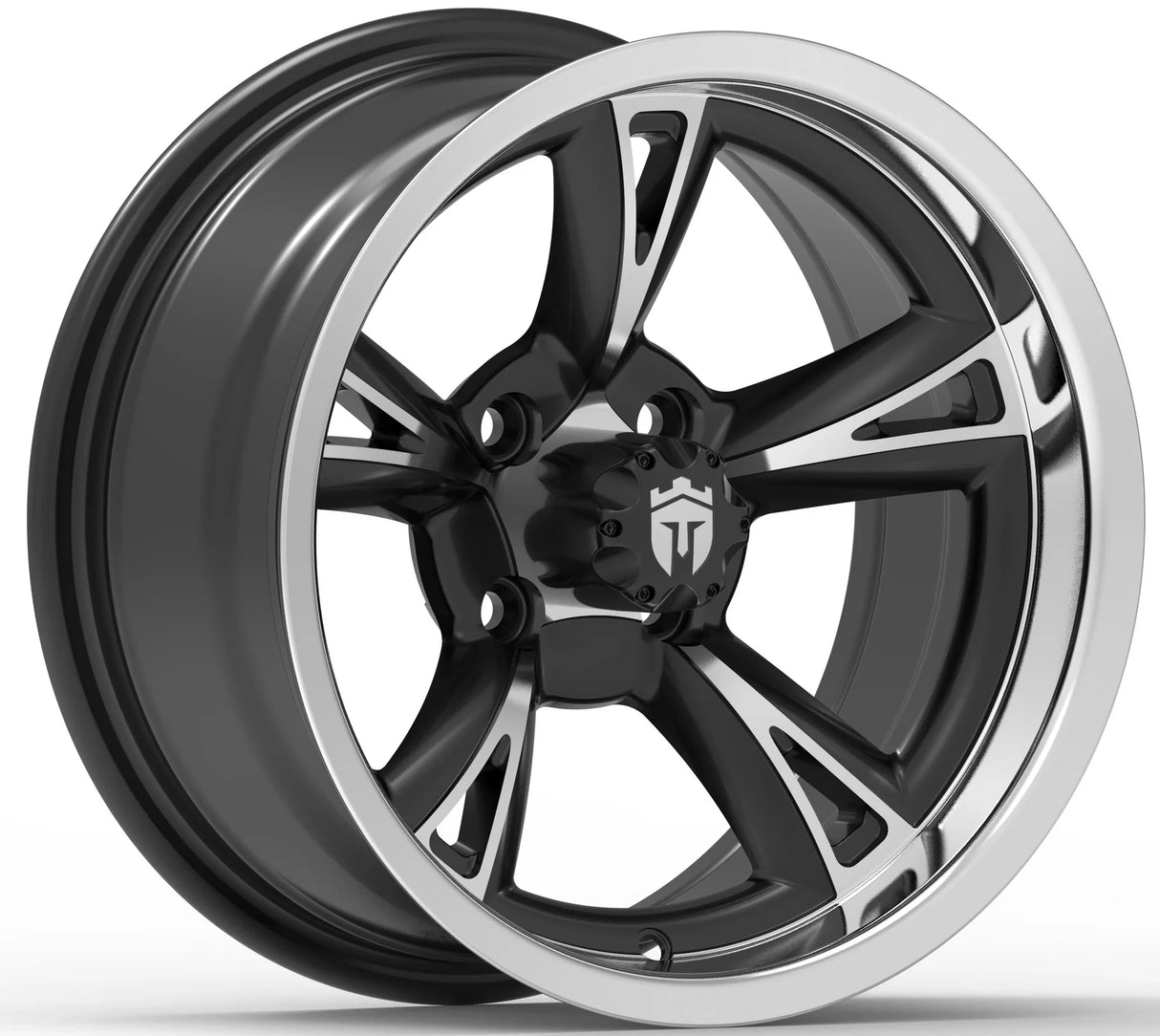 Empire® 14" Rodder RD1 Gloss Black & Polished Face Golf Cart Wheel