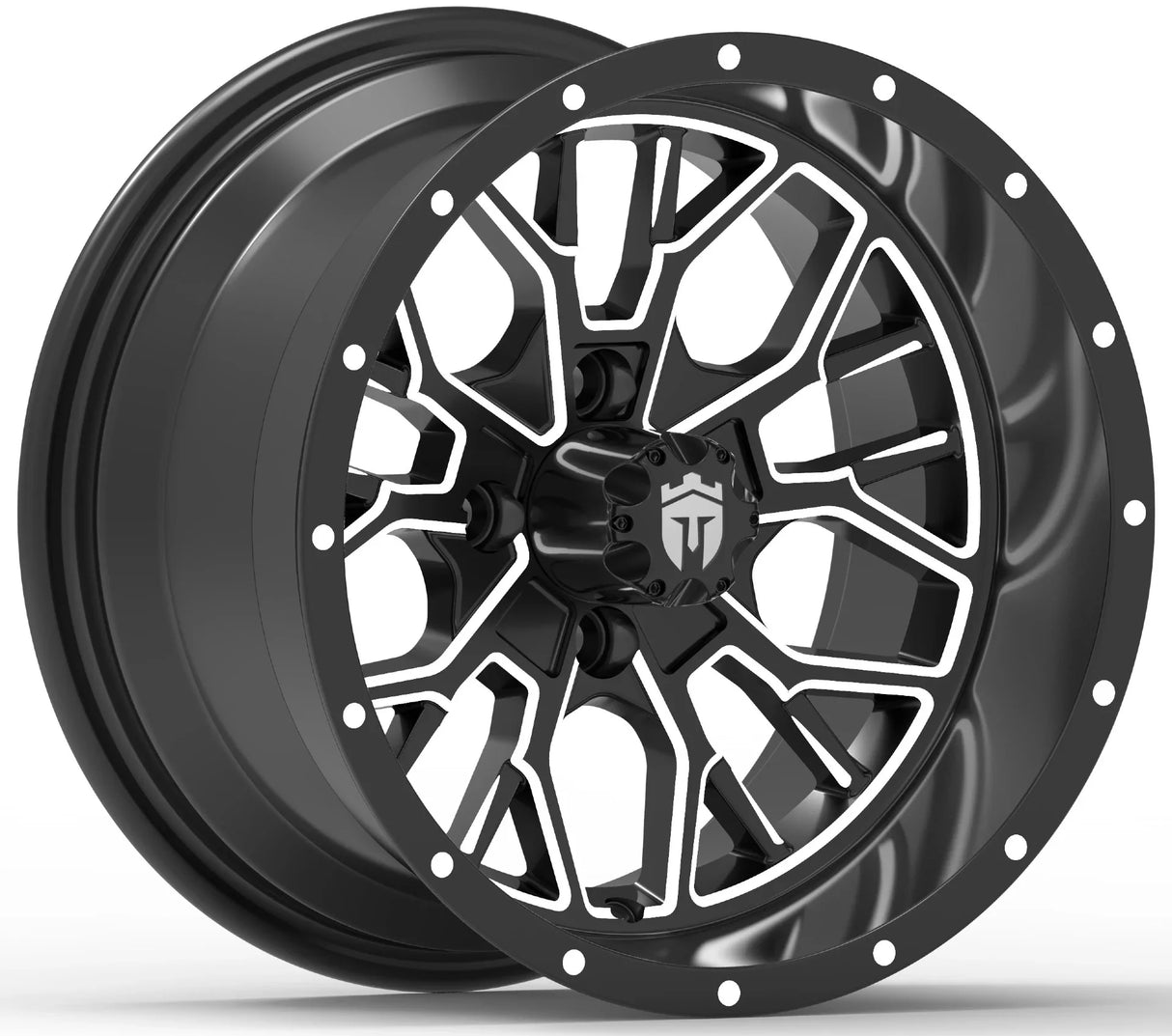 Empire® 14" Outlaw O2 Gloss Black & Milled Edges Golf Cart Wheel