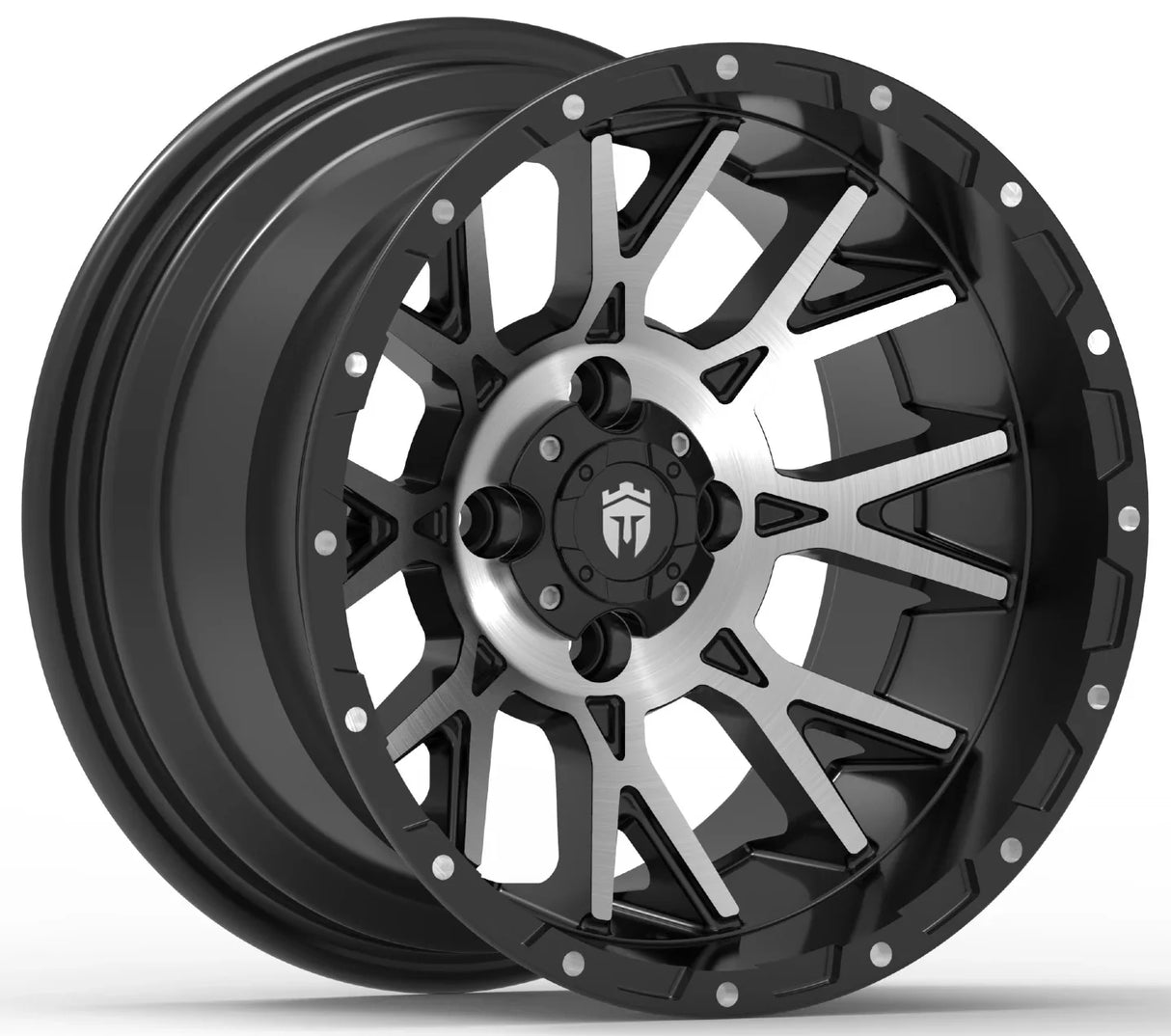 Empire® 14" Savage SV3 Gloss Black & Machine Face Golf Cart Wheel