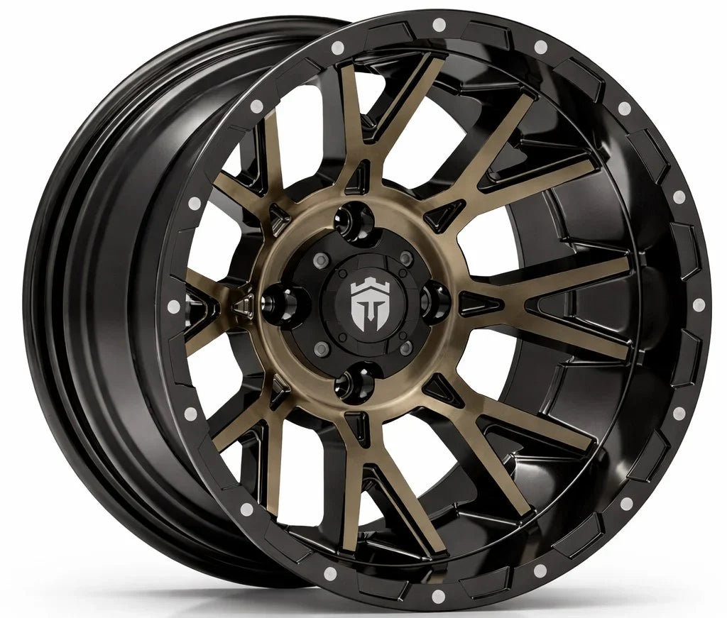 Empire® 14" Savage SV6 Gloss Black & Machined Faced Tinted Golf Cart Wheel