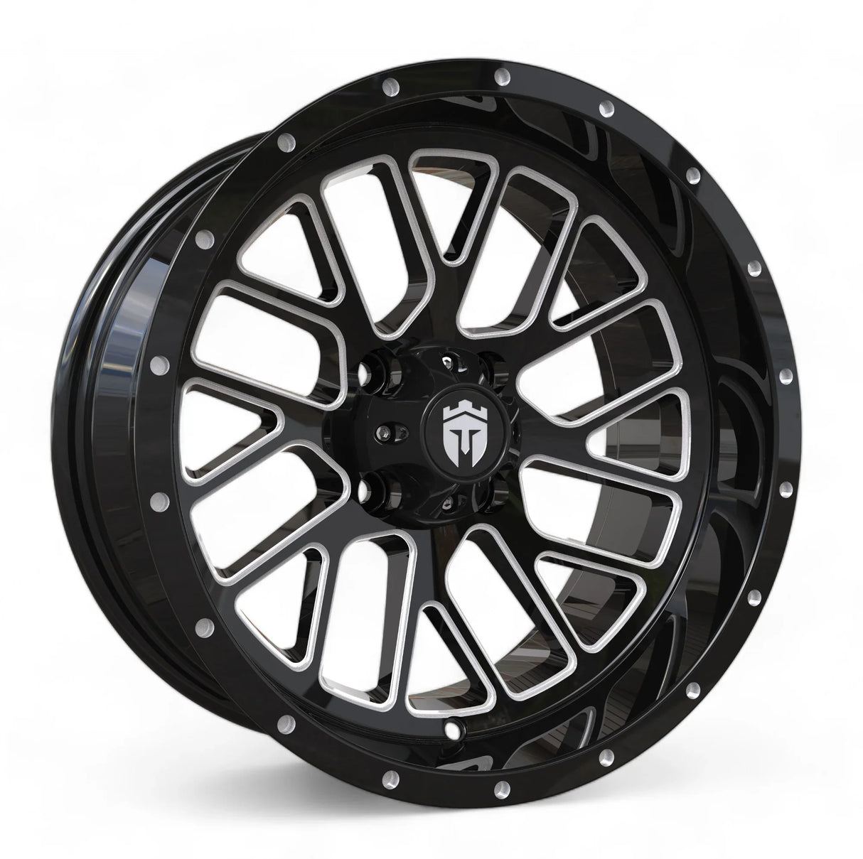 Empire® 15" Knight K2 Gloss Black Milled Edge Golf Cart Wheel