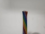 25 FT 1/2" RAINBOW WITH BLACK STRIPE PET EXPANDO SLEEVING BRAID AC/DC WIRE AND SUPPLY