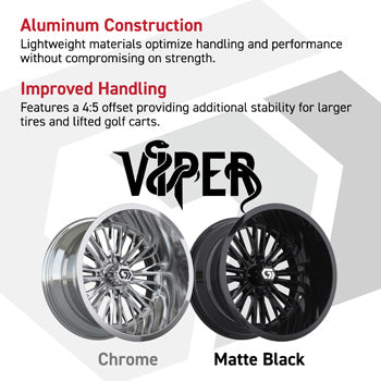 GTW® Viper 14x9 Gloss Black Ultra-Wide Golf Cart Wheel