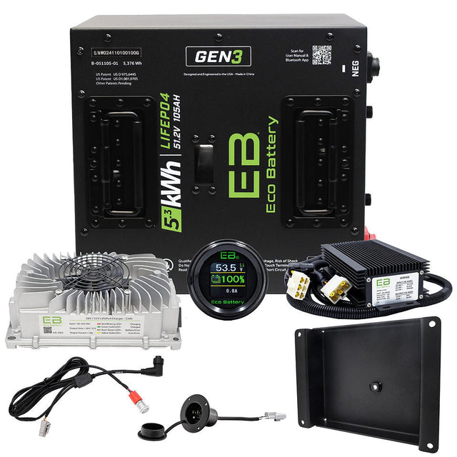 Eco Battery Gen3 51V 105Ah Thru Hole Club Car DS "A-Frame" (1980-2005) Bundle Platinum High Performance Solutions, LLC.