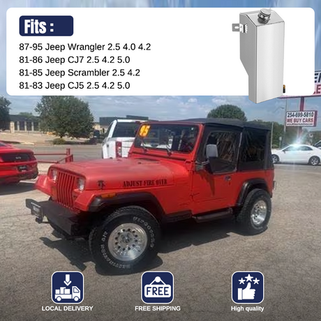 1987-1995 Jeep Wrangler YJ CJ5 CJ7 2.5L 4.0L 4.2L Aluminum Coolant Reservoir Flashark