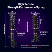 1988-1999 Toyota Corolla Coilover Shock E90 E100 E110 AE101 AE111 Coilovers Shock Absorber Flashark