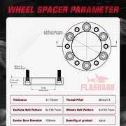 For 1988-2021 Chevy Chevrolet Silverado GMC Cadillac 1500 2500 6x5.5 Inches Wheel Spacers 4PCS Flashark