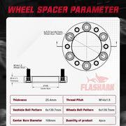 For 1988-2021 Chevy Chevrolet Silverado GMC Cadillac 1500 2500 6x5.5 Inches Wheel Spacers 4PCS Flashark
