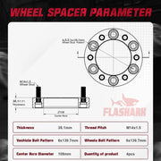 For 1988-2021 Chevy Chevrolet Silverado GMC Cadillac 1500 2500 6x5.5 Inches Wheel Spacers 4PCS Flashark