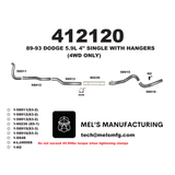 1989-1993 Cummins 5.9L 4" Turbo Back Exhaust System No Muffler (411113 / 412120)
