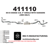 1989-1993 Cummins 5.9L 4" Turbo Back Exhaust w/ Muffler (411110)