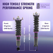Adjustable Coilover Shock Absorbers Struts 4PCS for 1990-1996 Nissan 300ZX Z32 Flashark