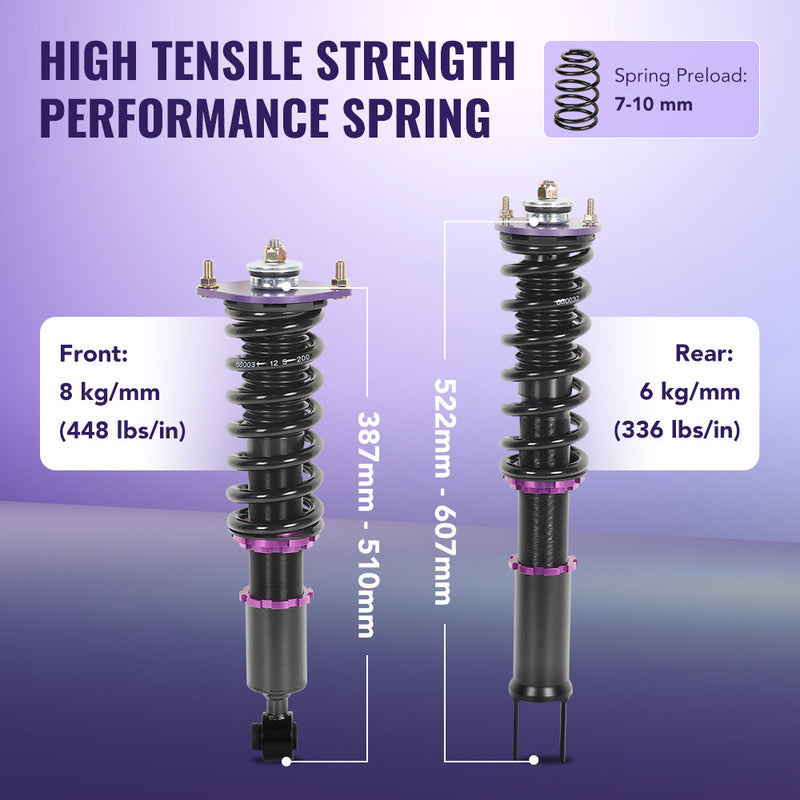 Adjustable Coilover Shock Absorbers Struts 4PCS for 1990-1996 Nissan 300ZX Z32 Flashark