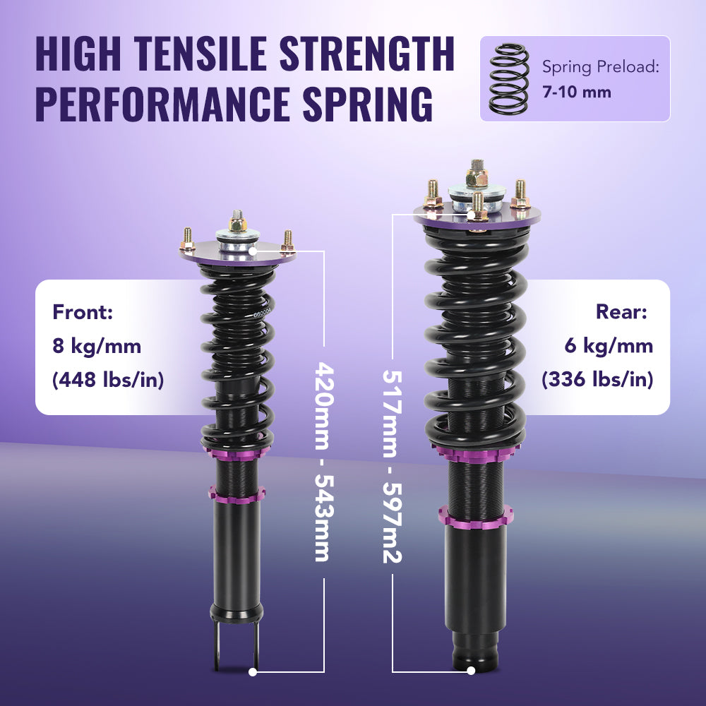 Height Adjustable Coilovers for 1990-1999 Honda Accord(CB3, CB7) & Acura CL- 4PCS Flashark