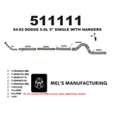 1994-2002 Cummins 5.9L 5" Turbo Back Exhaust No Muffler (511111)