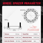 1994-2010 Dodge Ram 2500 3500 / 1967-2002 Ford 250 350 8x6.5 Inches Wheel Spacers 4PCS Flashark