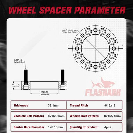 1994-2010 Dodge Ram 2500 3500 / 1967-2002 Ford 250 350 8x6.5 Inches Wheel Spacers 4PCS