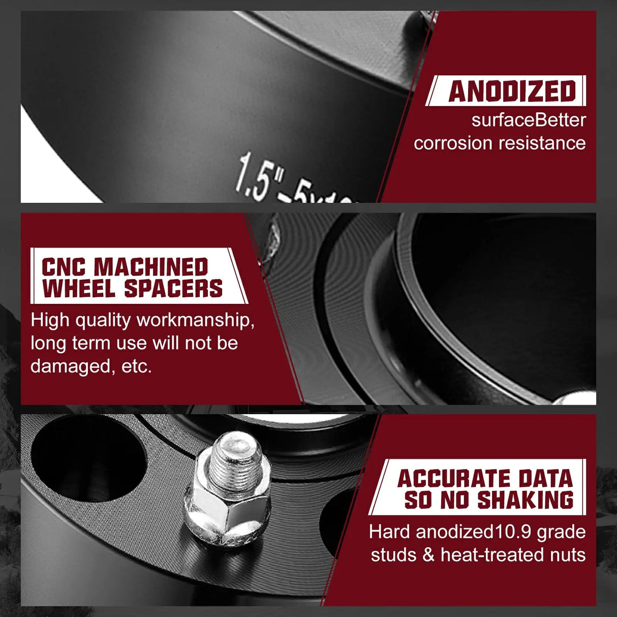1999-2010 Grand Cherokee WJ WK, 2007-2018 Wrangler JK JKU, 2006-2010 Commander XK Black 5X5 Wheel Spacers 4PCS Flashark