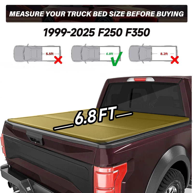Trucktok 1999-2025 Ford F250 F350 Super Duty 6.8FT Hard Tri-Fold Tonneau Cover Truck Bed Pickup