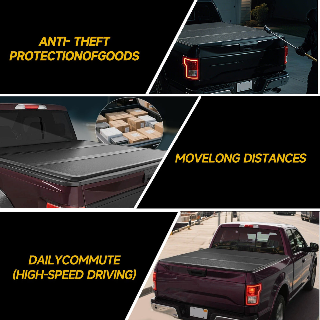 1999-2025 Ford F250 F350 Super Duty 6.8FT Hard Tri-Fold Tonneau Cover Truck Bed Pickup