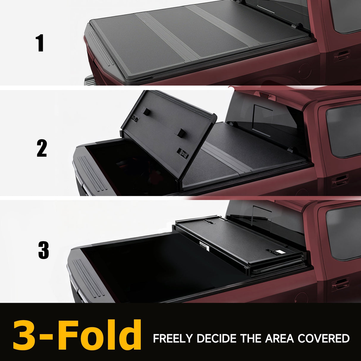 1999-2025 Ford F250 F350 Super Duty 6.8FT Hard Tri-Fold Tonneau Cover Truck Bed Pickup