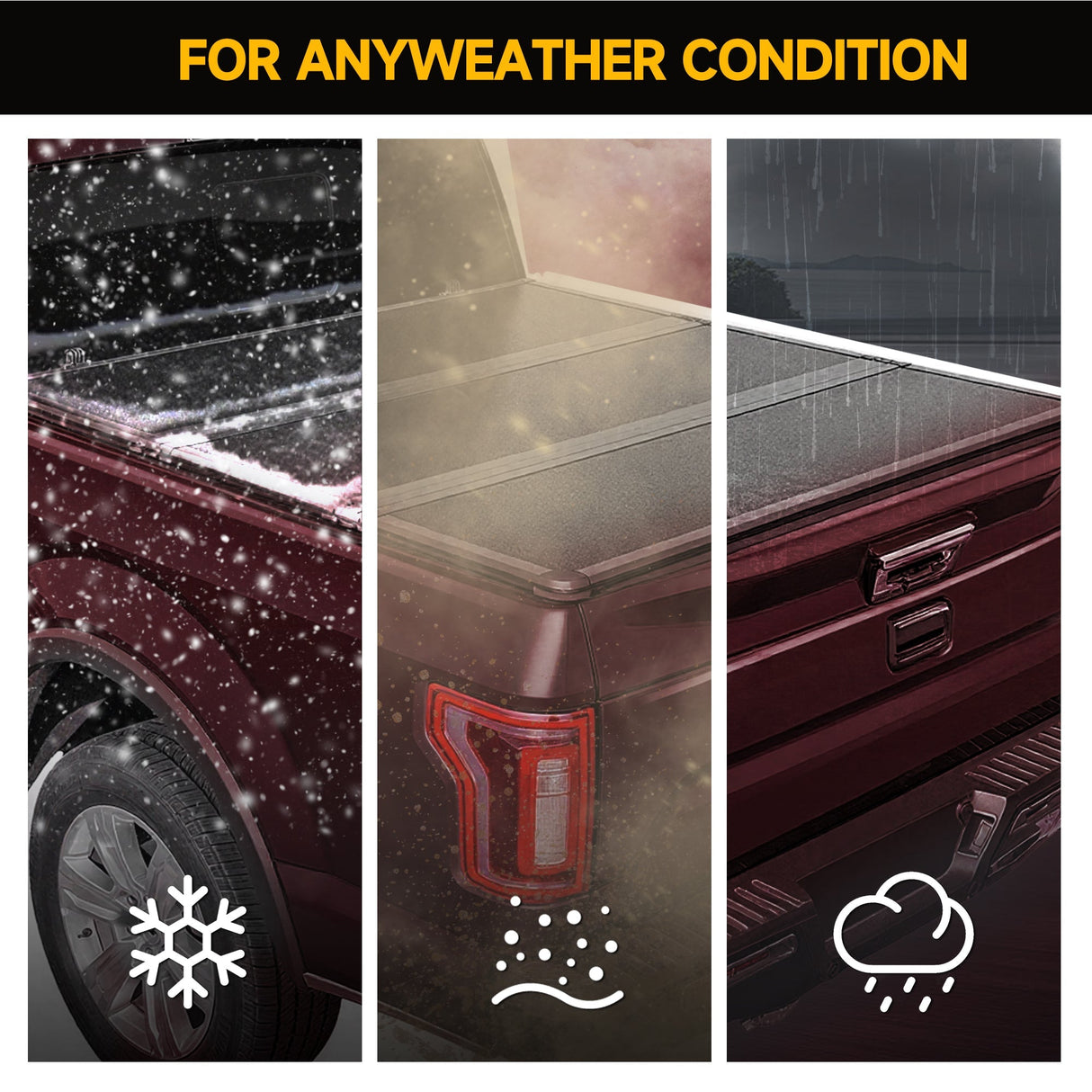 1999-2025 Ford F250 F350 Super Duty 6.8FT Hard Tri-Fold Tonneau Cover Truck Bed Pickup