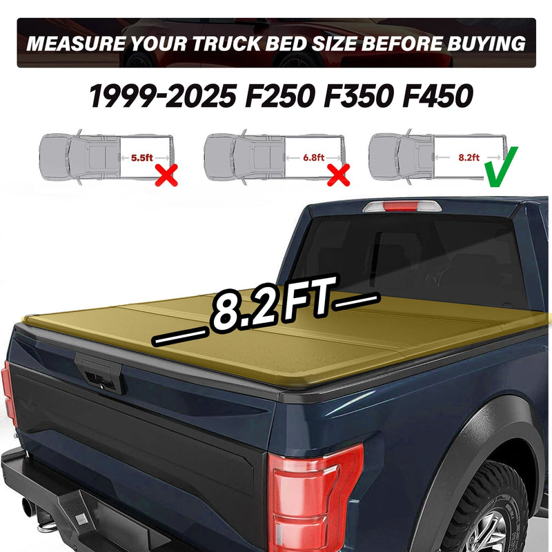 Trucktok 1999-2025 Ford F250 F350 Super Duty 8.2FT Hard Tri-Fold Tonneau Cover Truck Bed Pickup