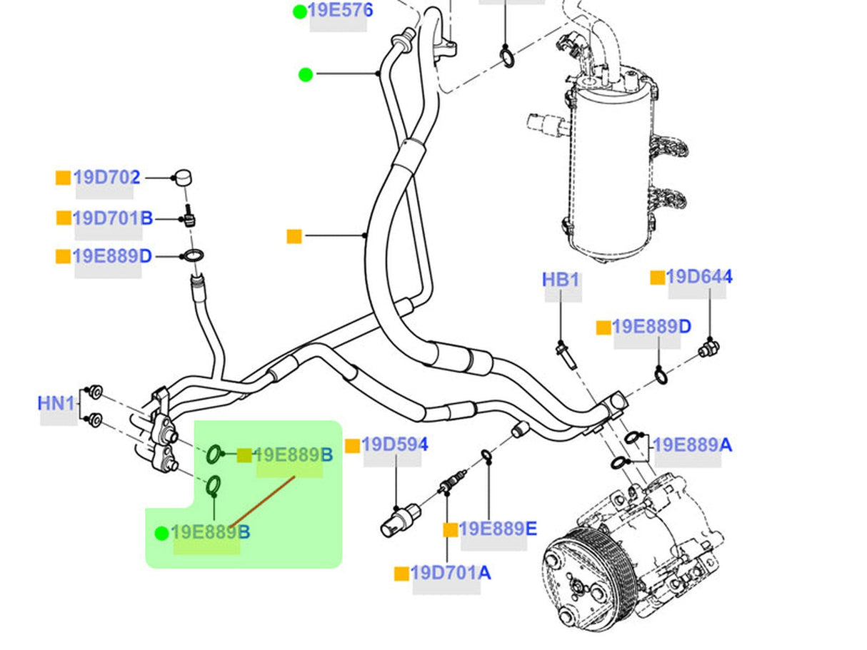 1W1Z19E889BB OE Air Conditioning Line O-Ring, 2005-2007 Ford 6.0L Powerstroke Ford OEM