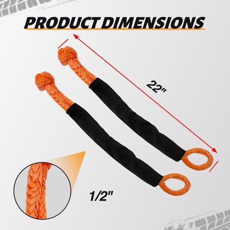 Trucktok 1" x 30ft Kinetic Recovery Rope Soft Shackle Series 35,000 lbs Break Strength TruckTok