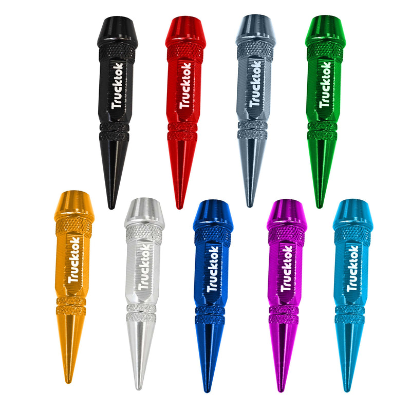 Trucktok 4pcs Aluminum Spike Bullet Valve Stem Caps Cover Wheel Tire Air Cap