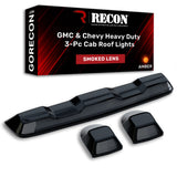 GMC & Chevy 20-26 (4th GEN Body Style) Heavy-Duty (3-Piece Set) Smoked Cab Roof Light Lens with Amber LED’s - (Attn: This cab light kit replaces OEM factory installed cab roof lights)