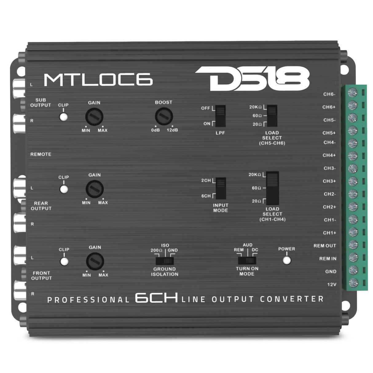 6-Channel High-to-Low Level Line Output Converter with Remote Turn-On DS18