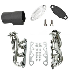 TruckTok 1987-1996 Ford 5.8L F150 F250 Bronco Short Header Manifold & EGR Block Off delete Kit TruckTok
